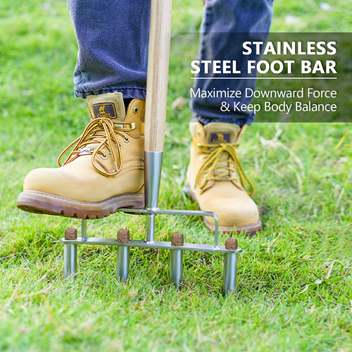 Berry&Bird Lawn Coring Aerator 4 Core Plug Aerator Tool Manual Grass Dethatching