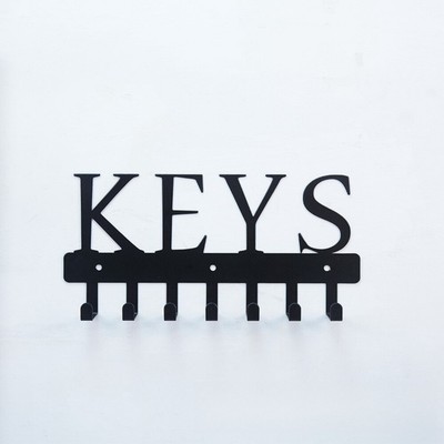 Key Holder Wall Mount Key Hooks for Wall Decorative with 7 Hooks Black