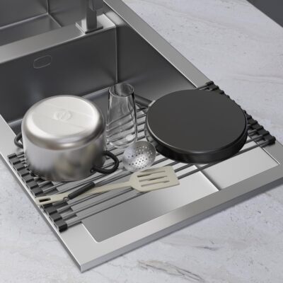 Roll Up Dish Drying Rack Stainless Kitchen Accessories Foldable Dish Rack Ant...