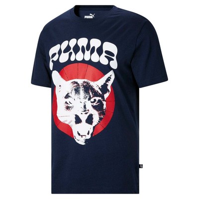 

Puma Ball Halo Graphic Crew Neck Short Sleeve TShirt Mens Size  Casual Tops 67, Синий, Puma Ball Halo Graphic Crew Neck Short Sleeve TShirt