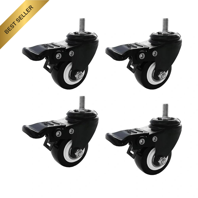 4 Pack 2" Heavy Duty Standing Desk Wheels Polyurethane PU Swivel Ball Casters wi