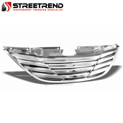 For Sonata 2010-2013 Chrome Horizontal Billet Front Hood Bumper Grill Grille Abs