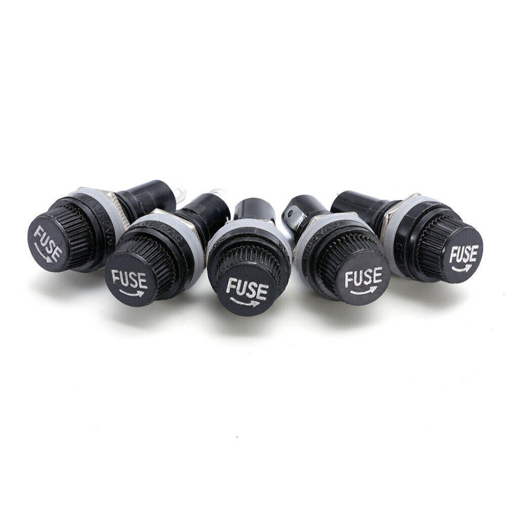 5/10Pcs Panel Mount Screw Cap Fuse Holder Case Glass Tube Fuses 5x20mm 6*30mm