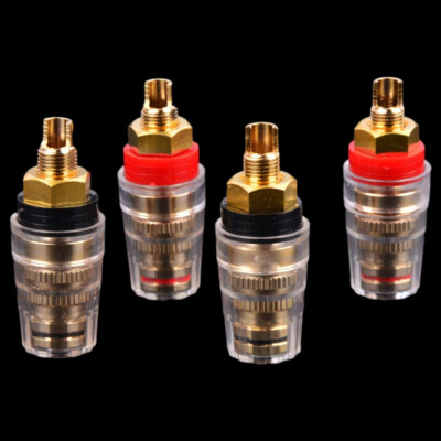 2 Pairs Audio Speaker Binding Post Short Thread Terminal Banana Plug Gold Plated
