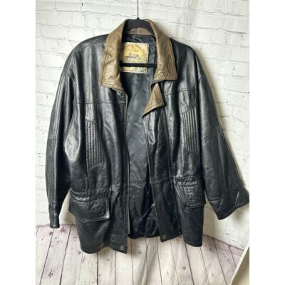 VERA PELLE【M相当】フード付き ライダースジャケット 黒 ブラック Vintage VERA PELLE Leather Jacket Black Biker Motorcycle