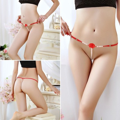 Nightwear Sleepwear Thongs Panties Pearl Flowers Sexy Gstring Underwear