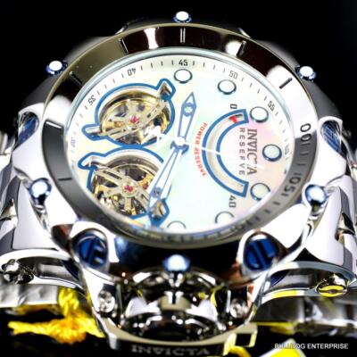 Pre-owned Invicta Reserve Venom Fusion Double Open Heart Automatic Steel Mop Watch
