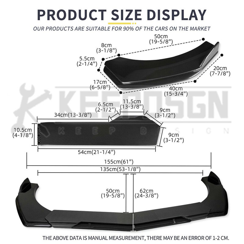 Front Bumper Lip Splitter Spoiler Body Kit CARBON FIBER for Kia