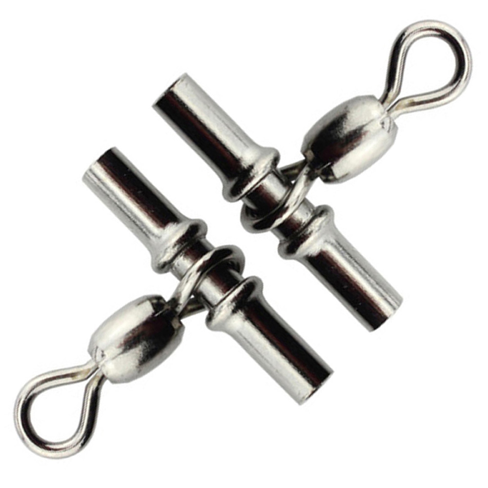 40pc 3 Way Fishing Crimp Swivel Cross line Crane Fishing Swivel Connector 3#-2//0