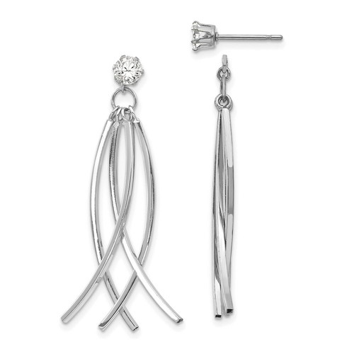 Pre-owned Goldia 14k White Gold Curved Dangles With Cz Stud Earring Jackets