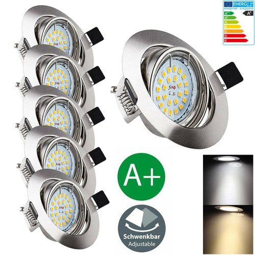 8er Einbaustrahler LED SET 230V 5W ultra-flach Decken-Spots Spot Einbau-Leuchten