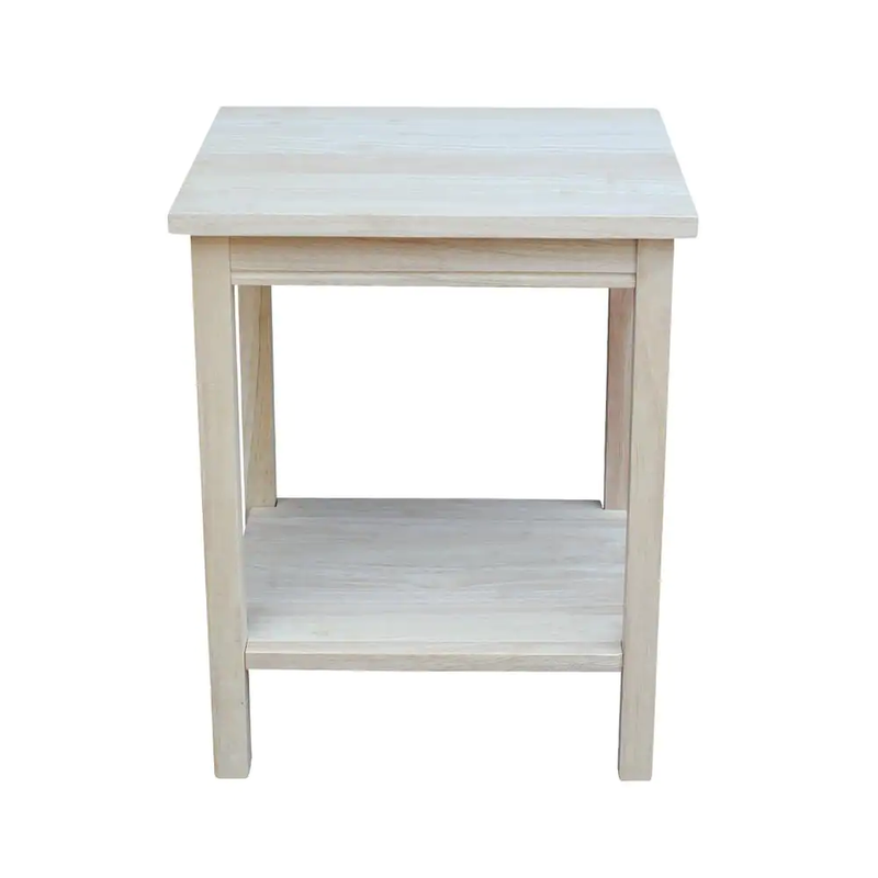 Unfinished End Table Solid Wood Square Living Room Accent Fu