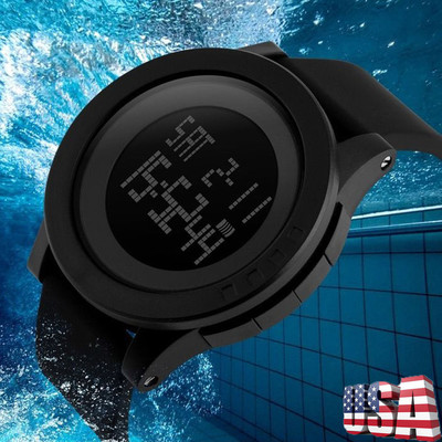 Waterproof Diving Men Army Digital Stainless Steel Chronograph Date Wrist Watch 