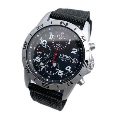 Pre-owned Seiko Chronograph Snd399p Black Dial Stailess Steel Quartz Men Watch Box