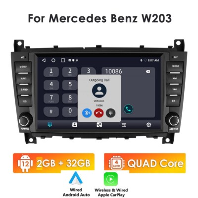 For MERCEDES BENZ CLK W209 C-W203 Car GPS CarPlay Android 10 Radio Stereo SWC BT