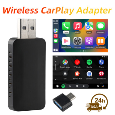 2 in 1 Android Auto Wireless Adapter Wireless CarPlay Adapter Plug Play Radio US