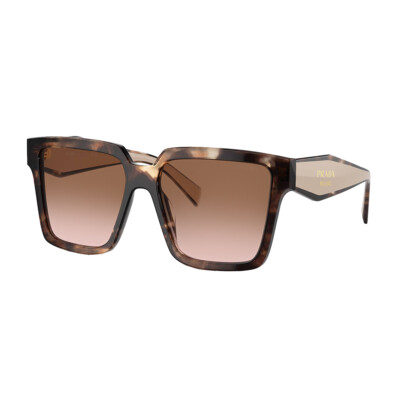 Pre-owned Prada Pr 24zs 07r0a6 Caramel Tortoise Plastic Sunglasses Brown Gradient Lens