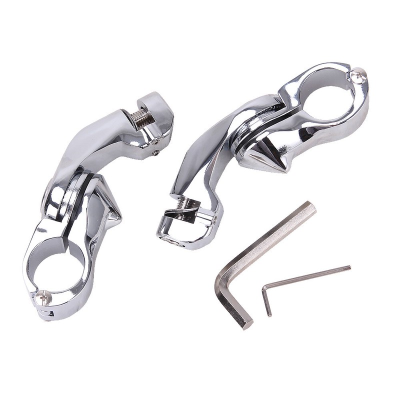 1 1/4" 32mm Chrome Short Angled Adjustable Highway Foot Peg Mount Kit For Harley