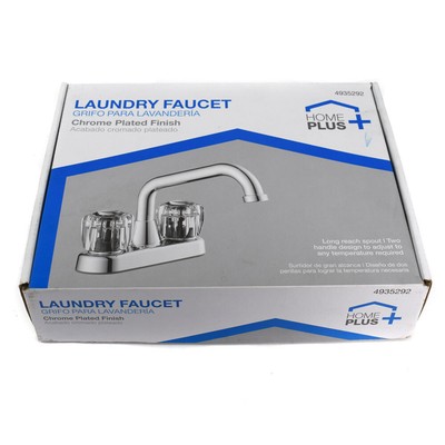 NEW Home Plus 4935292 Two-Handle 4'' Laundry Faucet - Classic Chrome 2.5 gpm