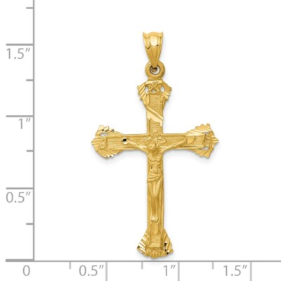Pre-owned Skyjewelers Real 14kt Yellow Gold Crucifix Charm