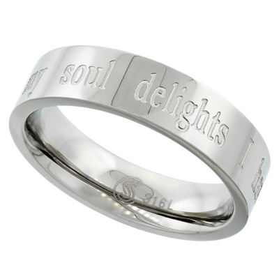 5mm Stainless Steel ''I HAVE FOUND THE ONE IN WHOM MY SOUL DELIGHTS'' Ring 