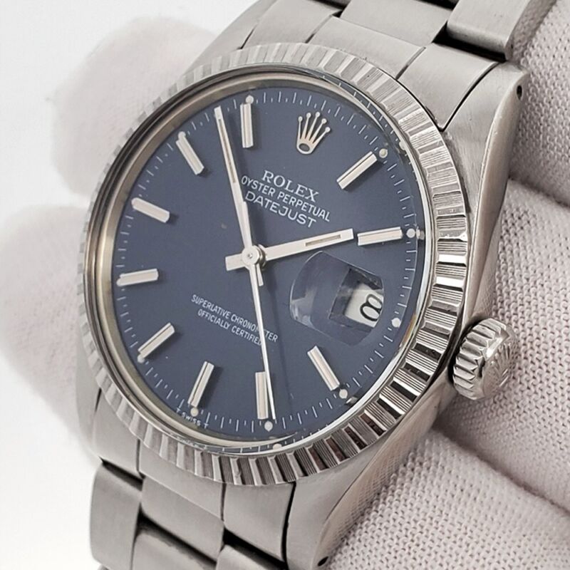 Rolex Datejust 36mm 16030 Blue Index Dial Steel Oyster Watch