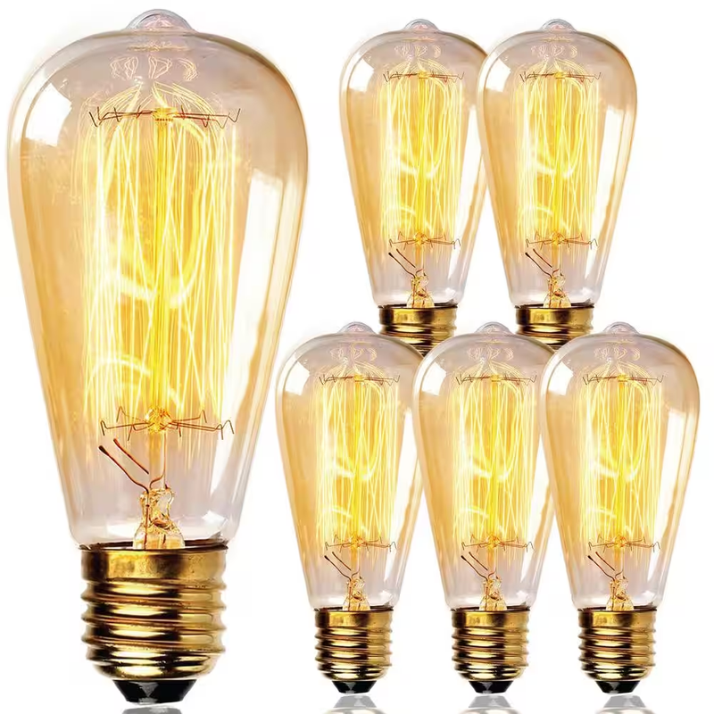 (6-Pack) 2700K 60-Watt Equivalent ST64 Vintage Style Edison 