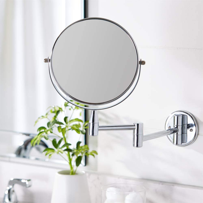 Wall-Mounted Vanity Mirror - 1X/5X Magnification, Chrome