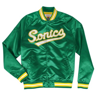 

Mitchell - Ness Легкая Атласная Куртка Мужская Размер  Пальто Куртки Верхняя Одежда ST, Зеленый, Mitchell - Ness Lightweight Satin Jacket