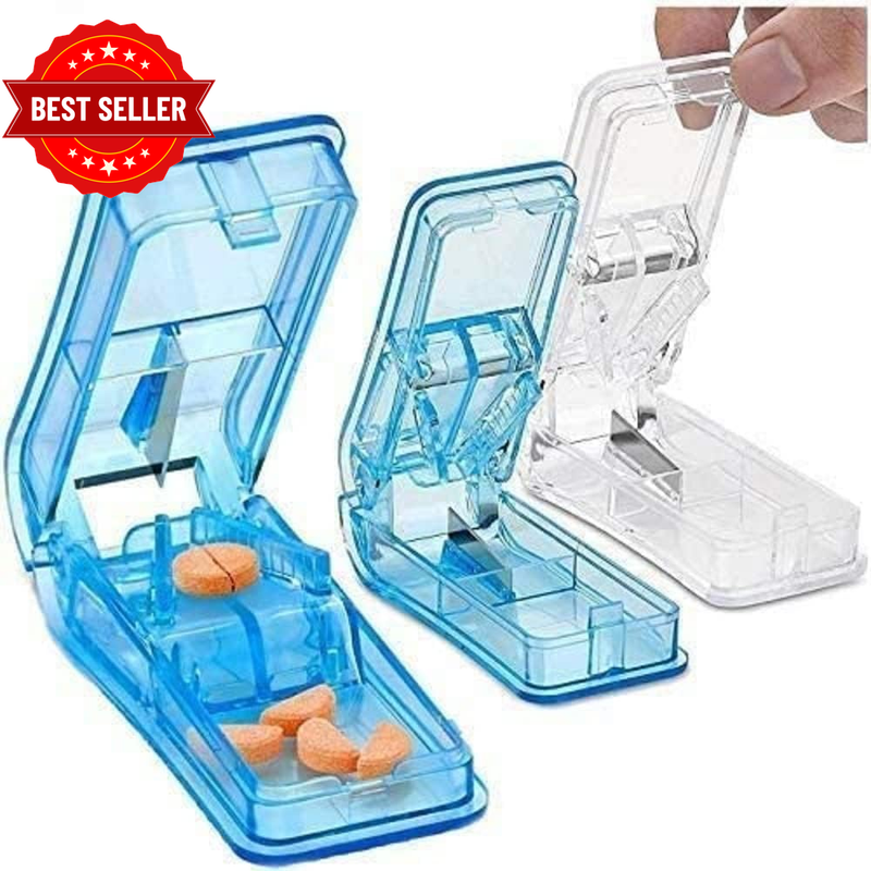 Pill Cutter - (Pack of 3) - V- Grip Pill Crusher and Cutter for Vitamins, Big & 