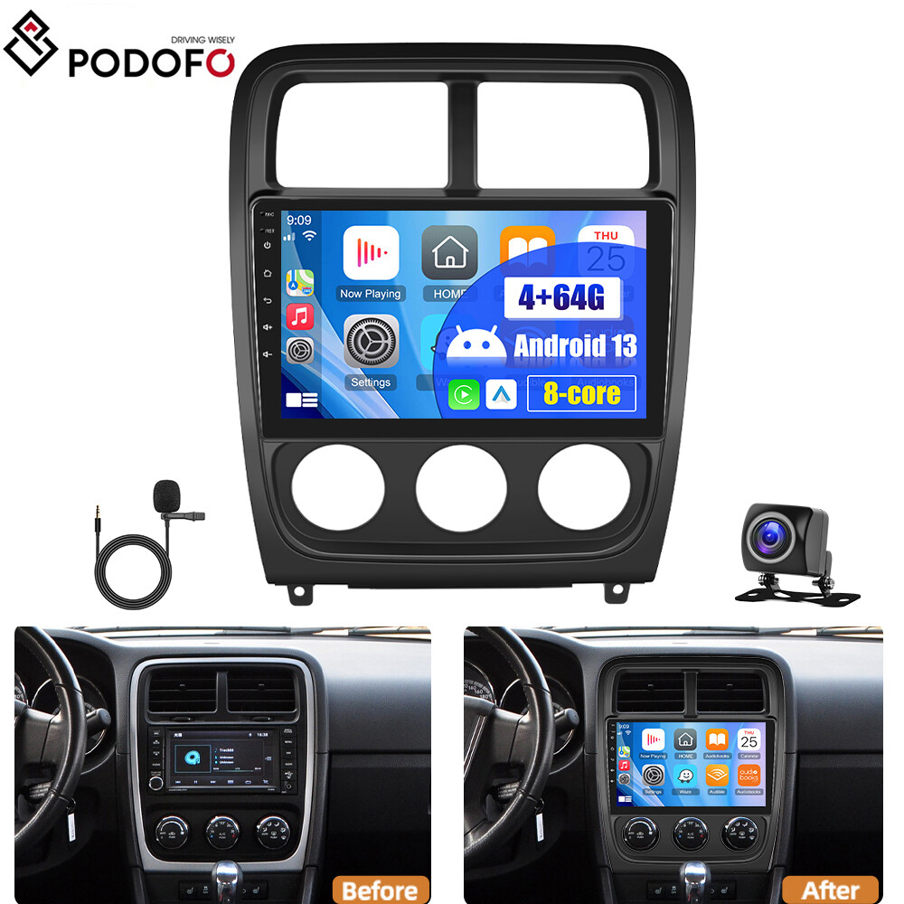 Для Dodge Caliber 2006-2012 Android 13 Автомобильный радиоприемник Стерео GPS Navi WiFi BT 4 + 64 ГБ