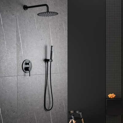 Dual Shower Head Handheld Shower Body Spray 1 Spray 1.8 GPM 10 in. Matte Black