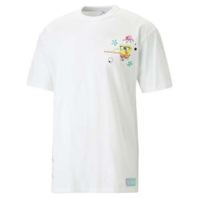 

Puma Sponge X Graphic Crew Neck Футболка с коротким рукавом Мужские белые повседневные топы 5389, Белый, Puma Sponge X Graphic Crew Neck Short Sleeve T-Shirt