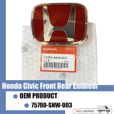 1X Honda 06-15 Civic 4DR Sedan FiT JDM RED H Type R Front Emblem badge logo
