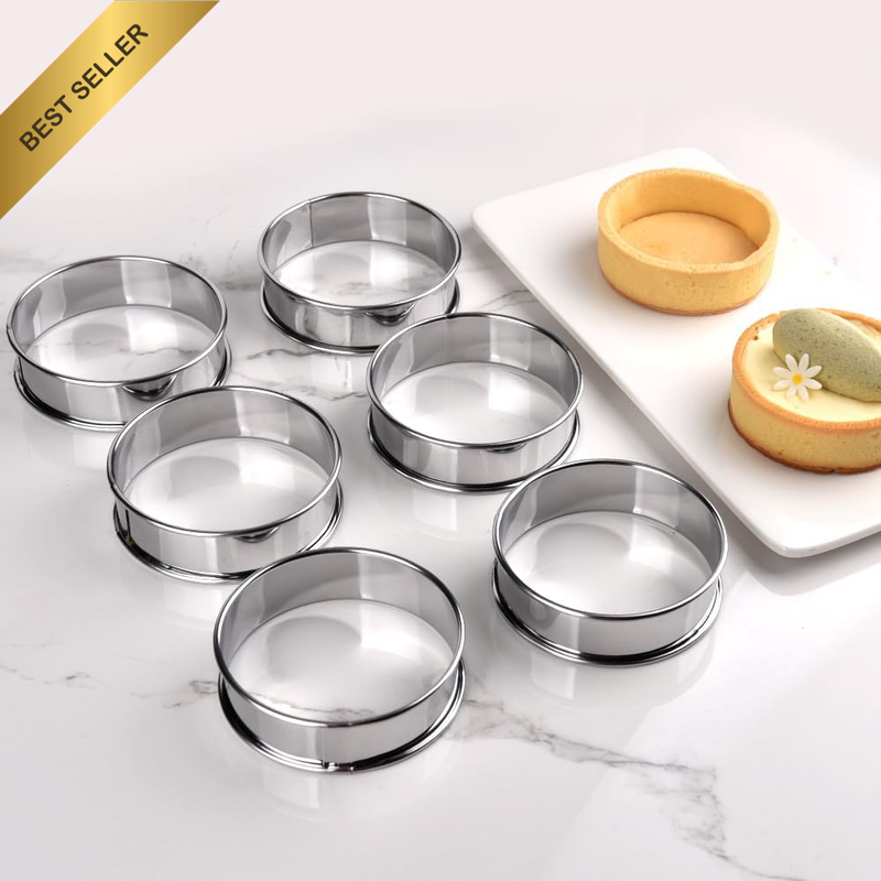 6 Pcs English Muffin Rings Stainless Steel Crumpet Rings Double Rolled Tart Ring