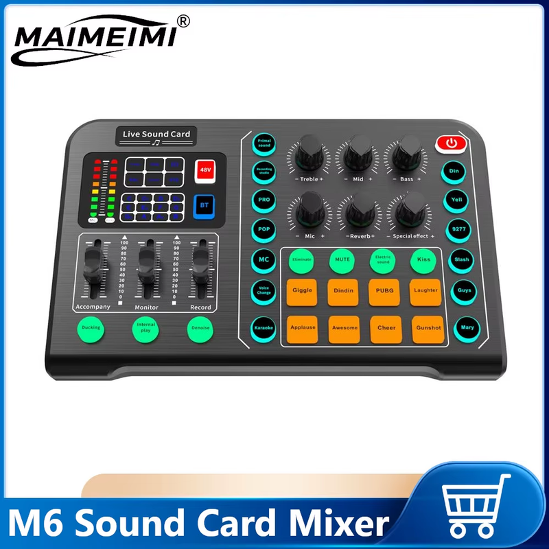 M6 Sound Card Audio Mixer for Live Broadcast Karaoke Live Broadcast Equipment fo