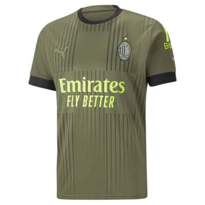 

Puma Acm Third 2223 Replica Crew Neck Short Sleeve Soccer Jersey Mens Green 765, Зеленый, Puma Acm Third 2223 Replica Crew Neck Short Sleeve Soccer Jersey