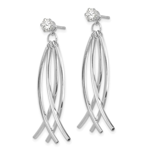 Pre-owned Goldia 14k White Gold Curved Dangles With Cz Stud Earring Jackets