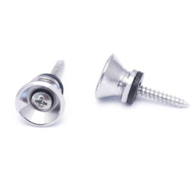 2pcs Guitar Bass Chrome Metal End Pin Strap Buttons Cushion Screws