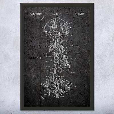 Keyboard MX Switch Patent Wall Art Poster, Canvas or Framed Computer Lab Art