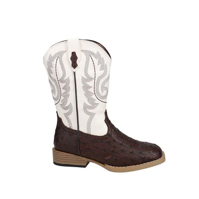 

Roper Bumps Faux Ostrich Square Toe Cowboy Youth Boys Коричнево-белые повседневные ботинки, Brown;white, Roper Bumps Faux Ostrich Square Toe Cowboy Youth