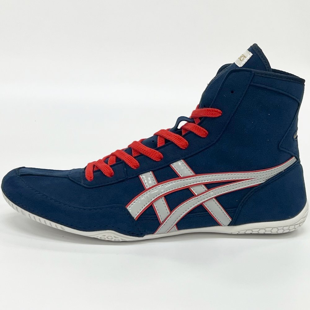 Pre-owned Asics 1083a001  Wrestling Shoes Navy×silver Gray×red Ex-eo Successor [us7.5-11.5]