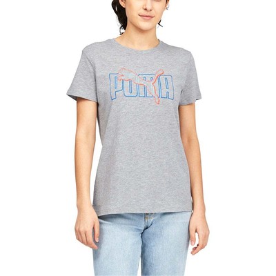 

Женские серые повседневные топы Puma Overlay Logo с круглым вырезом и короткими рукавами 6713650, Grey