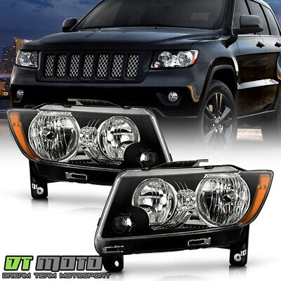 For 2011-2013 Jeep Grand Cherokee 11-17 Compass Halogen Headlights Headlamps Set