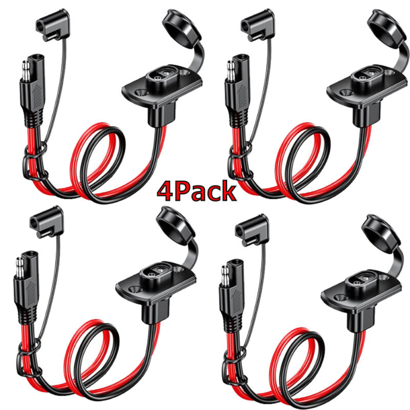 4pcs SAE Quick Connector Harness 1ft 12awg Sae Adapter Male Plug To Female Socke