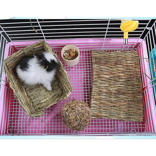 Grass Mat,Woven Bed Mat for Small Animal,Bunny Bedding Nest Chew Toy Bed Play of