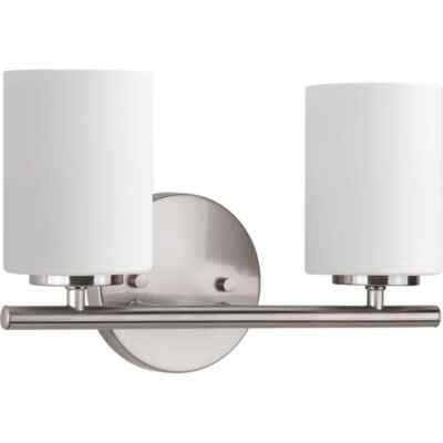 Progress Lighting Replay Collection 13 in. 2-Light Brushed Nickel Etched White