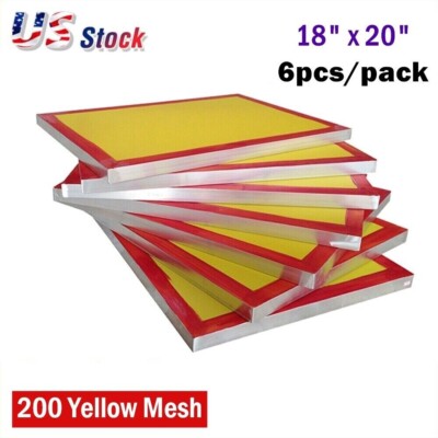 USA 6 pcs 18'' x 20''Aluminum Screen Printing Screens With 200 Yellow Mesh Count