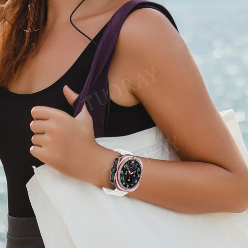 For Samsung Galaxy Watch Ultra 47mm Diamond Bling PC Case Cover Screen Protector