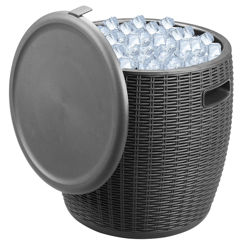 Outdoor 9 Galloons Wicker Bar Table Cooler Ice Bucket For Patio & Deck Clearance